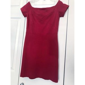 1. State Red Short Sleeve Pencil Dress with Square Neckline